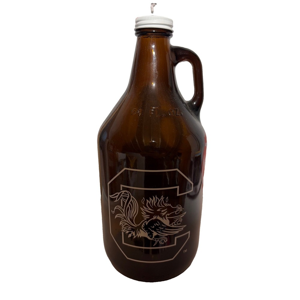 University Of South Carolina 64 Oz Amber Glass Beer Growler Jug Piggy Bank Jar